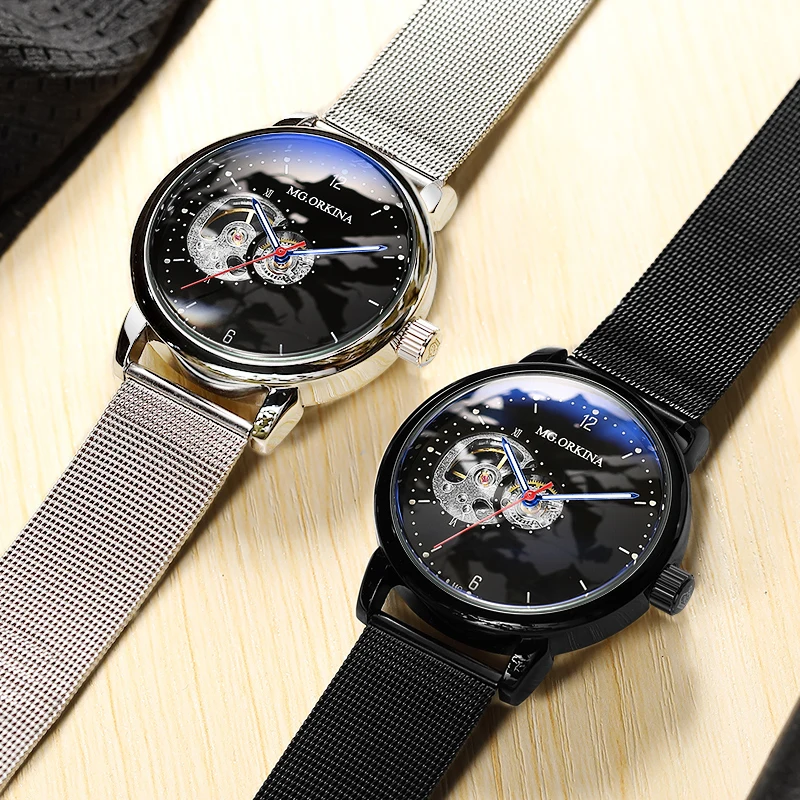 Мужские автоматические часы Reloj Hombre модные спортивные механические наручные с