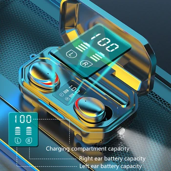 

2020 Bluetooth Earphones 5.1 Wireless Earbuds with 2000mAh LED Display Charging Case IPX7 Waterproof TWS Stereo Headphones