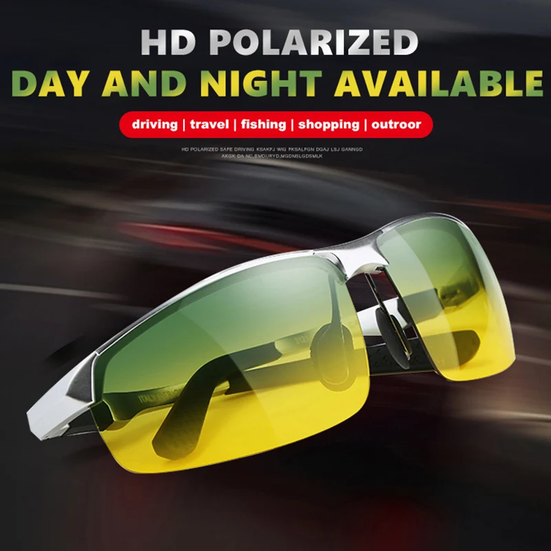 CoolPandas Brand Design Sunglasses Polarized Men Square Aluminum Magnesium  Glasses Day Night Driving Shades Anti-Glare Eyewear