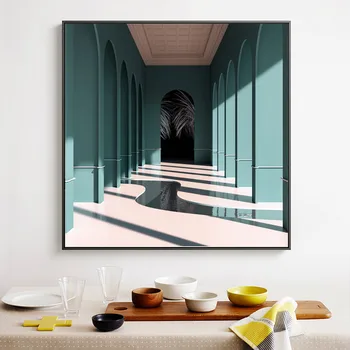 

Morandi Nordic Luxury Canvas Paintings Hallway Decorative Painting Prints Oil Painting Architectural Space Art Painting Posters