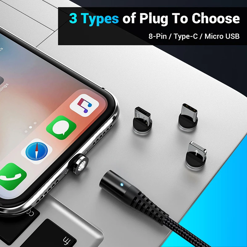 TOPK Магнитный кабель Micro usb type C для iPhone кабель освещения 1 м 3A провод для быстрого заряда type-C Магнитный кабель для зарядки телефона