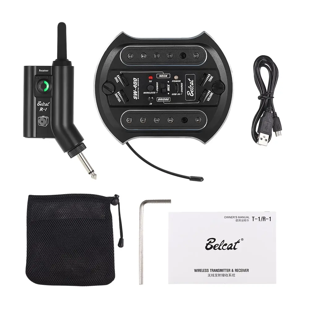 Belcat SW400+ R1 UHF перезаряжаемая Акустическая гитара беспроводная звуковая система звукового отверстия с приемником Max.50M Диапазон передачи