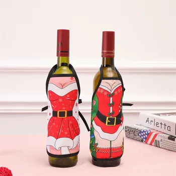 

Christmas Decorations Mini Christmas Apron Red Wine Bottle Cover Xmas Festival Party Table Decor New Year Gift Packing Decor