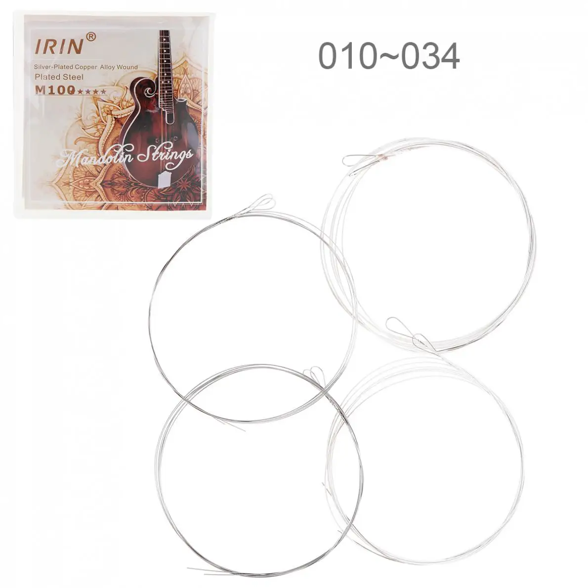 4 шт./лот Mandolin String 010 034 дюйма посеребренный медный сплав с полностью яркими