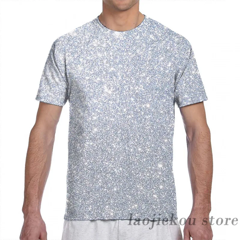 Silver Metallic Sparkly Glitter men T Shirt women all over print