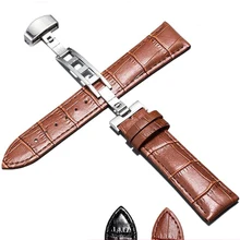 Пряжка-бабочка, аксессуары, ремешок из натуральной кожи, крокодиловый, черный, коричневый, стальная пряжка, ремешок для часов, для мужчин, 18 мм, 20 мм, 22 мм