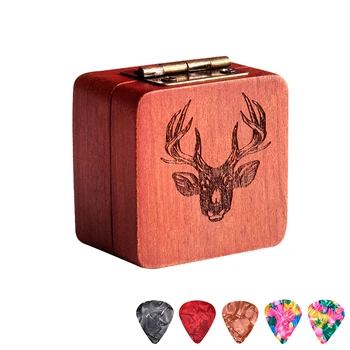 

Protective Ukelele Portable Mini Practical Plectrum Holder Guitar Pick Box Storage Bass Owl Reindeer Durable Guibourtia Wood