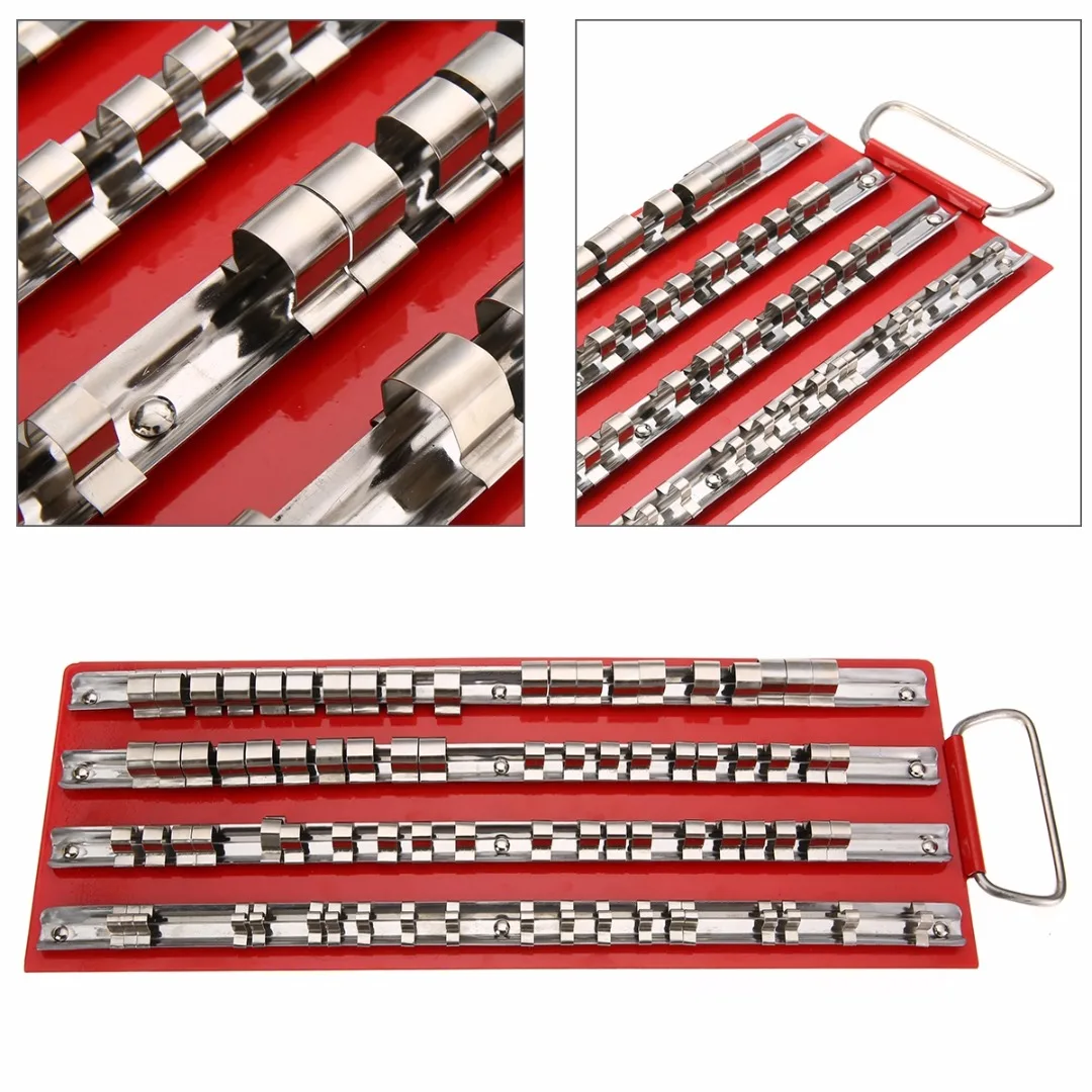 80 Piece Heavy Duty ABS Socket Organizer Tray Rail Rack Holders Set 1//4 3//8 1//2