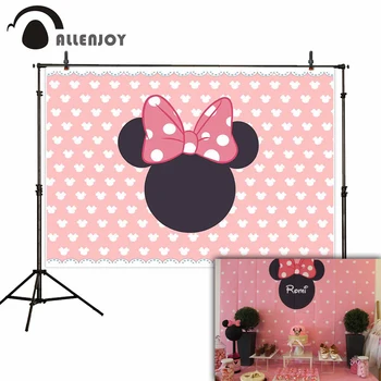 

Allenjoy Children's Day Photophone Mouse Bow Step and Repeat Newborn Party Backdrop Birthday Photocall Photography Background