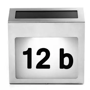 

HiMISS Stainless Steel Solar Powered LED House Number Lamp Outdoor Door Doorplate Wall Sign Light Waterproof Home Garden Yard