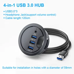 Premium USB 3.0 Desktop Hub with Multi - Card Reader, Headphone Support, and Volume Control (USB 3.0 HUB B)