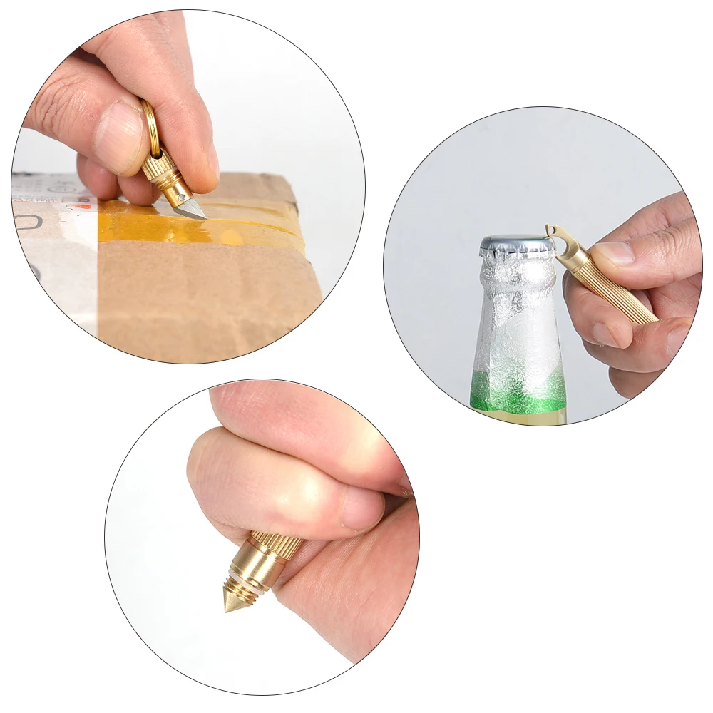 NEW Mini Brass Capsule Knife Multi-function EDC Portable Keychain Pendant Self Defense Survive Gadget Box Letter Package Opener