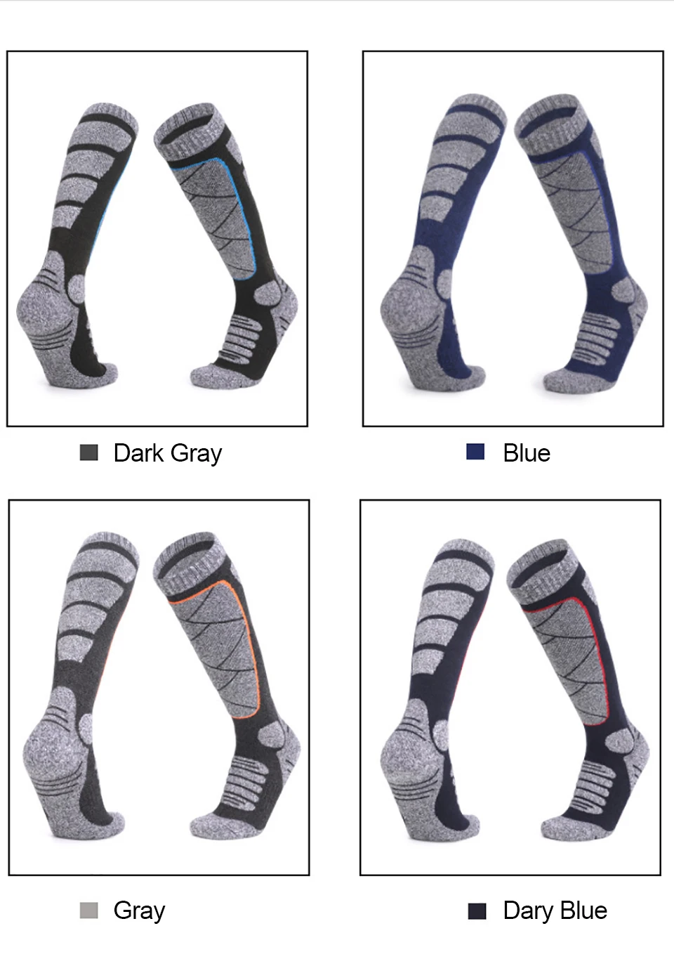 Chaussette de ski,Chaussettes chauffantes unisexes pour Sports de plein air, chaussettes