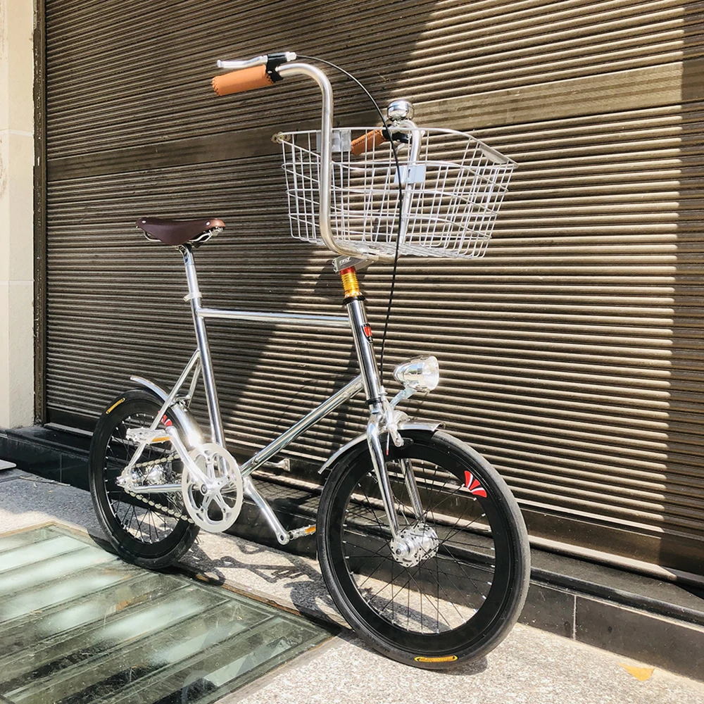 vintage 20 inch bike fixed gear bike Single speed Retro pet Bike with basket fixie bike sliver bicycle frame mini bicycle
