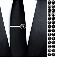 Men's Fashion 26 Alphabet Letters Tie Clips Personality Name Letters Jewelry Men Necktie Clip Pin Suit Accessories Gift