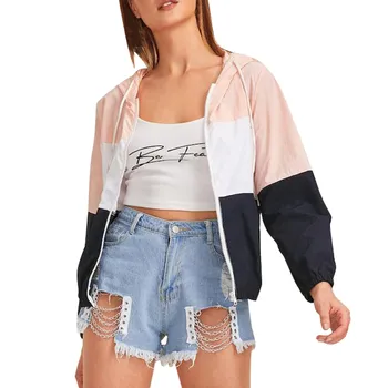 

Cut And Sew Drawstring Hooded Windbreaker Outwear Overcoat 2019 Casual Patchwork Autumn Winter Outer Zipper Long Sleeve Coat
