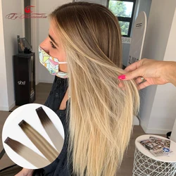 Ty.hermenlisa Tape Hair Extensions 100% Real Human Hair Bundle Balayage Color Adhesive Pu Weft 14-28inch Straight  Hair