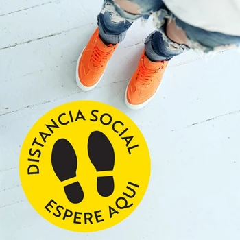 

Self Adhesive Outdoor PVC Floor Stickers Warning Removable Easy Use School Supermarket Safety Sign Non Slip Notice Keep Distance