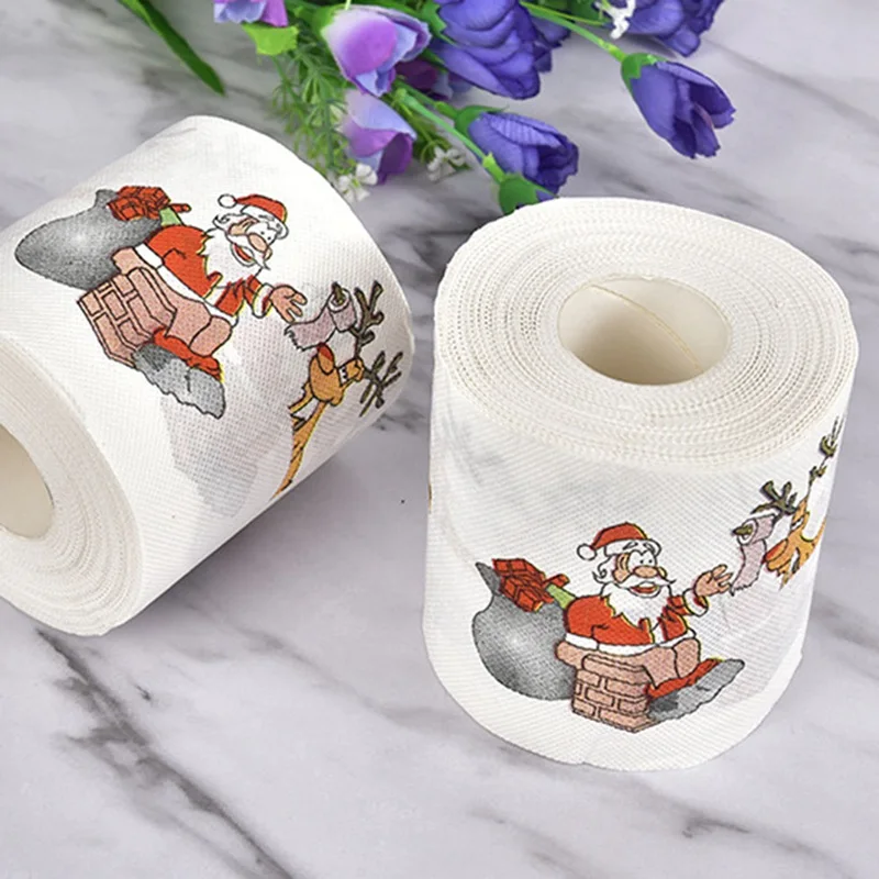Горячая Рождество шаблон серии рулон бумаги печать забавная туалетная бумага фестиваль поставки