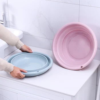 

Multi-functional Collapsible Camping Wash Basin Foot Wash Basin Silicone Washbasin Folding Bucket Bathroom Accessories