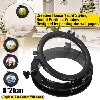 

Boat Yacht Round Opening Portlight 8 inch Black Replacement Window Porthole 21cm Easy Install Drilled Accessories