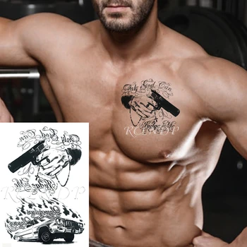 

Waterproof Temporary Tattoo Sticker Gun Car "only God Can Judge Me" Fake Tatto Flash Tatoo Hand Arm Foot Art for Men Women