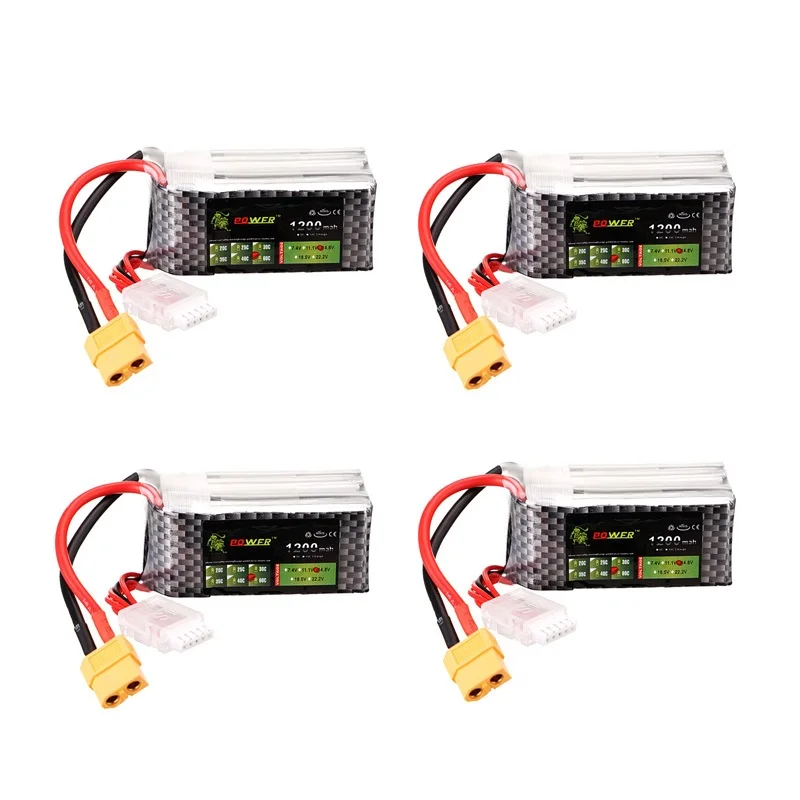 

1/2/4 PCS LION-Power 14.8V 1200mAh 60C 4S Lipo Battery XT60 Plug For FPV Racing Drone RC Multirotor Spare Part DIY Accessories