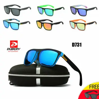 

DUBERY Sports Polarized Sunglasses Men Women Brand Design Driving Night Strong Light Square Frame Sunglasses Men Goggles UV400