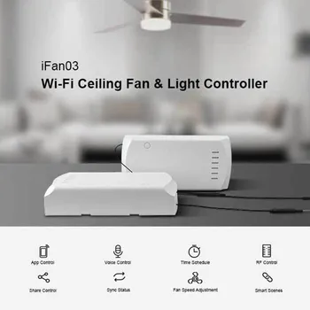 

SONOFF iFan03 Wi-Fi Ceiling Fan And Light Controller support a 433mhz RF Remote control by App ewelink