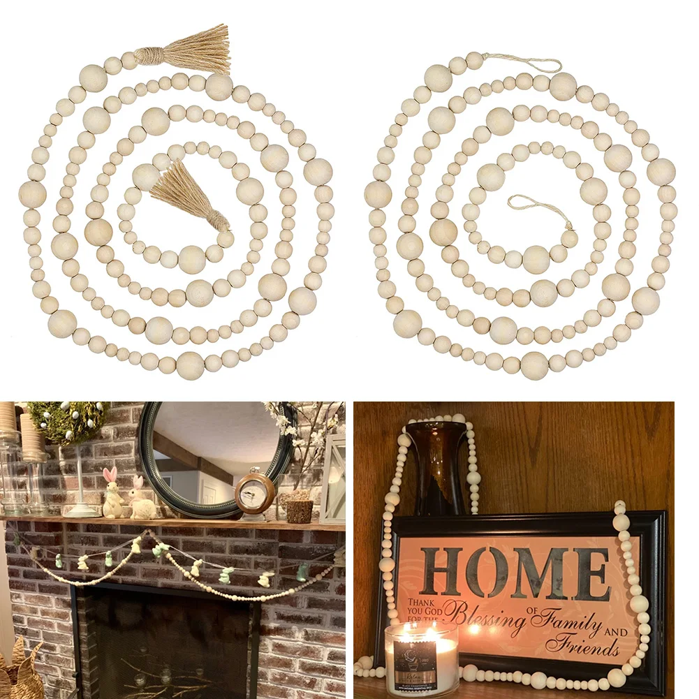 OMISHE Grande Guirlande De Perles En Bois De 152,4 Cm De Long Avec