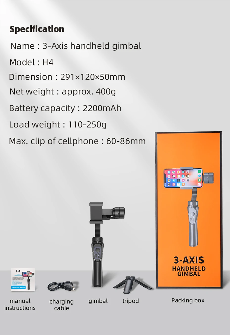 Bonola Foldable 3-Axis Handheld Gimbal Smartphone Stabilizer Selfie Stick for iPhone 12 11 X XS Handheld Gimbal for Samsung S21