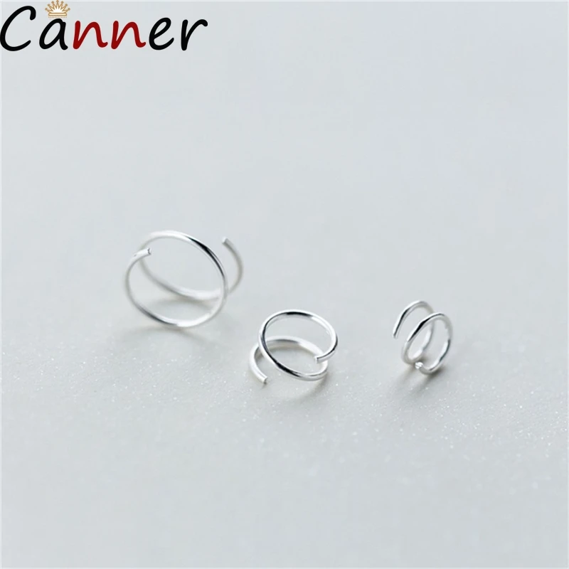 Canner S925 Серебряные Двойные серьги-кольца серьги круглые маленькие кости для ушей