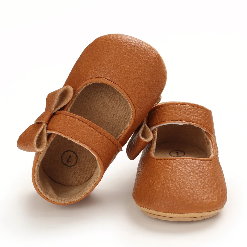 Infant Newborn Baby Girls Princess Non-Slip Floral Border Shoes Toddler Baby Soft PU Leather Prewalker Shoes Solid First Walkers