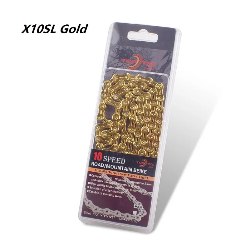 X10SL Gold 9S 10S 11 MTB дорожный велосипед переключения цепи; большие размеры 9, 10, 11, Скорость 116L Радуга золотая цепочка совместимый для Shimano и SRAM Кампаньолы - Цвет: X10SL Gold