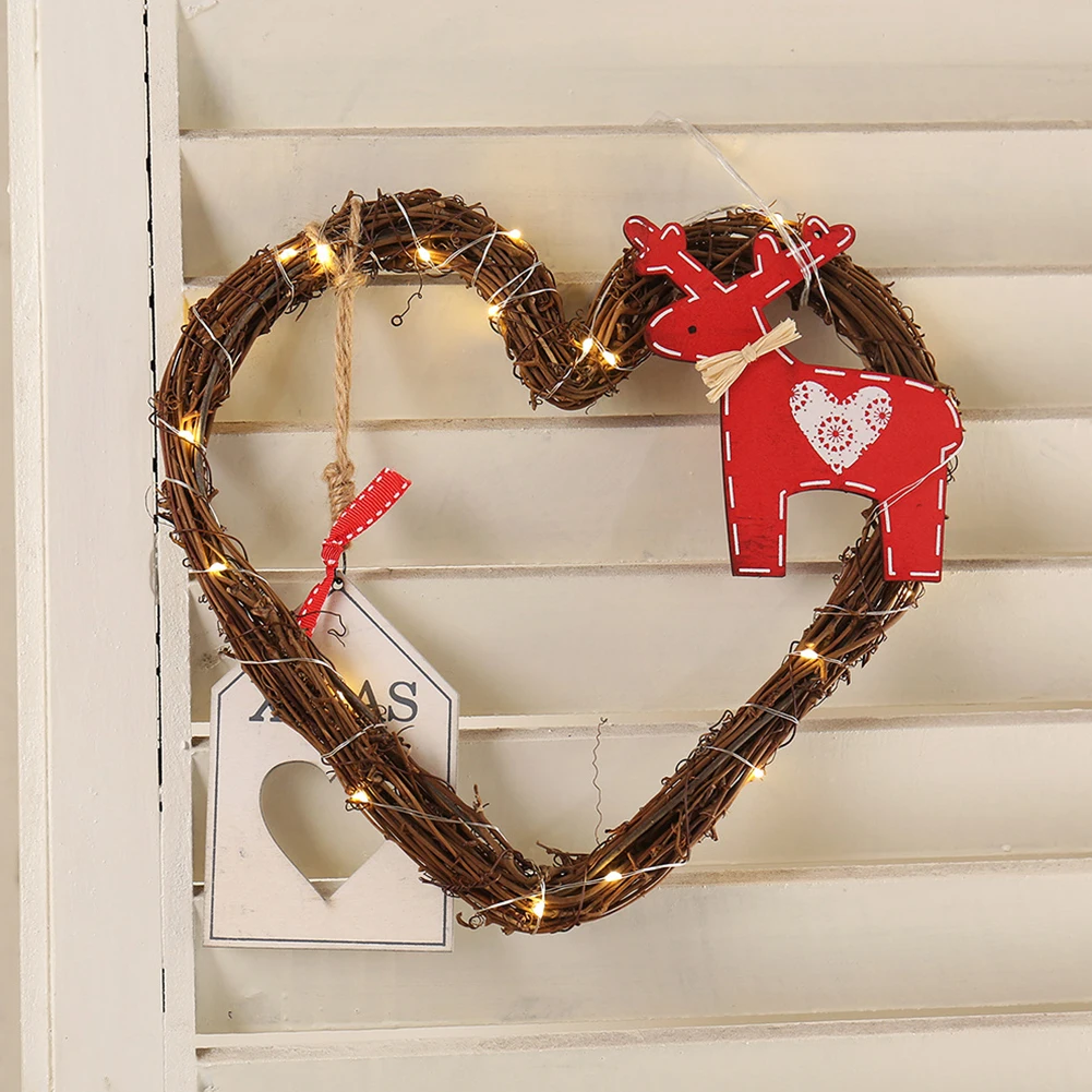 

Home Lightweight Ornaments Children DIY LED String Light Tree Rattan Star Heart Round Bedroom Table Gift Christmas Decorations
