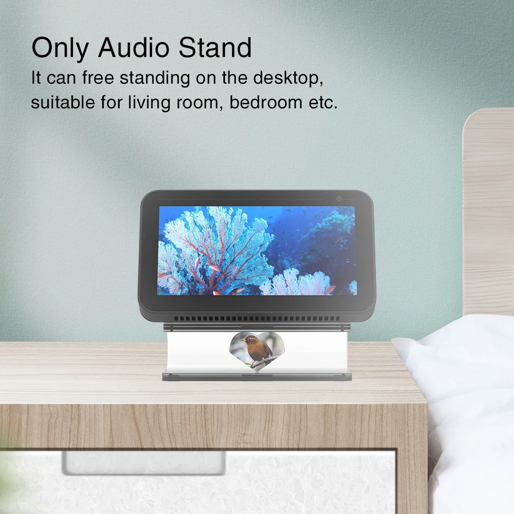 Fully Acrylic Transparent Mount Anti Slip Home Decor Bedroom Audio Stand Desktop Freestanding Magnetic For Amazon Echo Show 5 |
