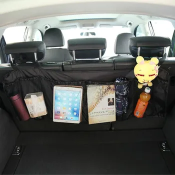 

Car Trunk Organizer Back Seat Bag SUV Net Mesh Storage Stowing Tidying Floding Pockets Trash Automobile Bags In Cars Accessories