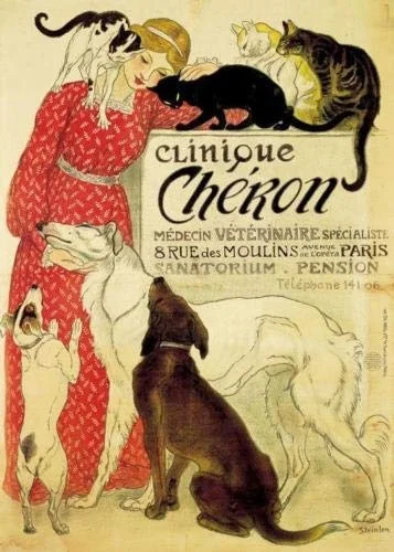 

Vintage Cats & Dogs French Vetinary Cheron Picture Wall Plaque Metal Tin Signs for Home Decor Wall Post Housewarming Gift