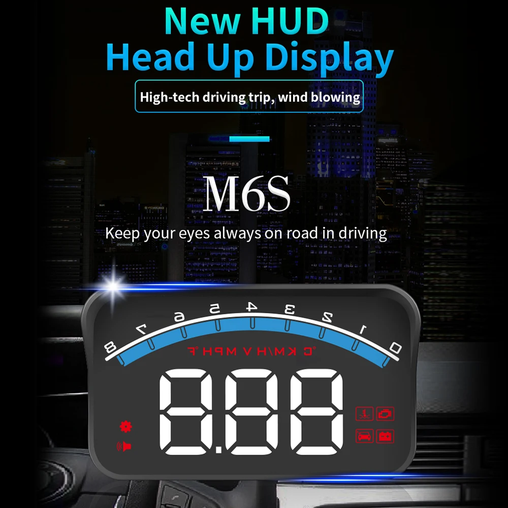 Универсальный автомобильный HUD Дисплей ODB II gps скоростной Тахометр скорость/Температура воды/напряжение СВЕТОДИОДНЫЙ дисплей проектор