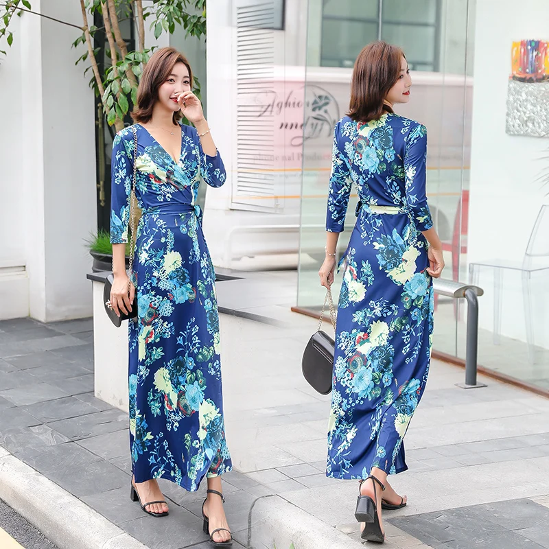 

2021 New Print Summer Dress Evening Long Vintage Dress Party Oversize Short Sleeve Beach Women Dresses Robe Vestido Prom