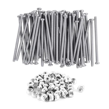 

60Pcs M2.5 x 40Mm 304 Stainless Steel Phillips Round Head Screws Bolt & 50 Pcs 304Hc Hex Self-Locking Nut M2.5 A2-70