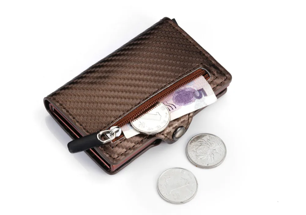 Bycobecy, высокое качество, карбоновое волокно, смарт-кошелек, карта, RFID, мужской бизнес-бумажник на кнопке, новинка, мужской кошелек для монет, ID держатель на молнии