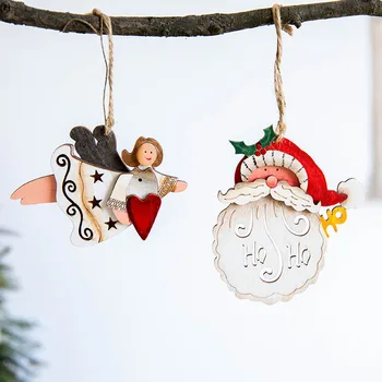 

Santa Claus Snowflake Elk Natural Wood Christmas Gift Ornaments Pendant Hanging Xmas Tree Decor Home Party Noel Decoration 62328