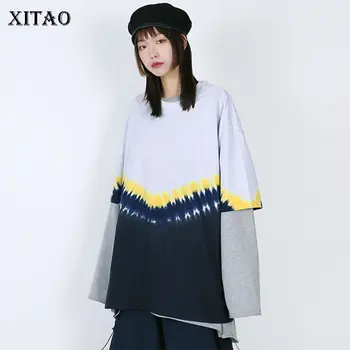 

XITAO Harajuku Tie Dye Print T Shirt Plus Size Women Clothes 2020 Summer New Pullover Short Sleeve Match All Tee Top DMY3513