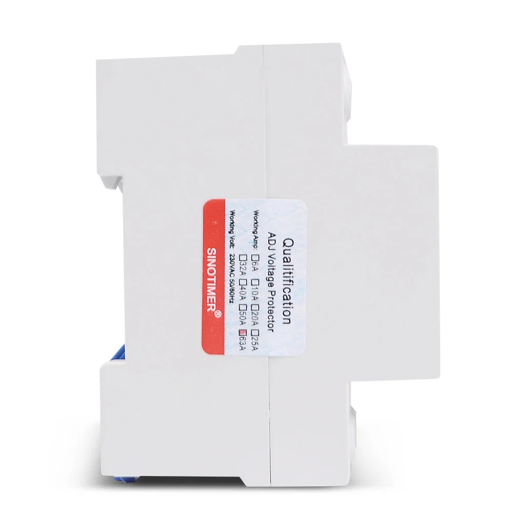 Dual LED display 40A 63A 80A din rail 230V adjustable voltage surge protector relay