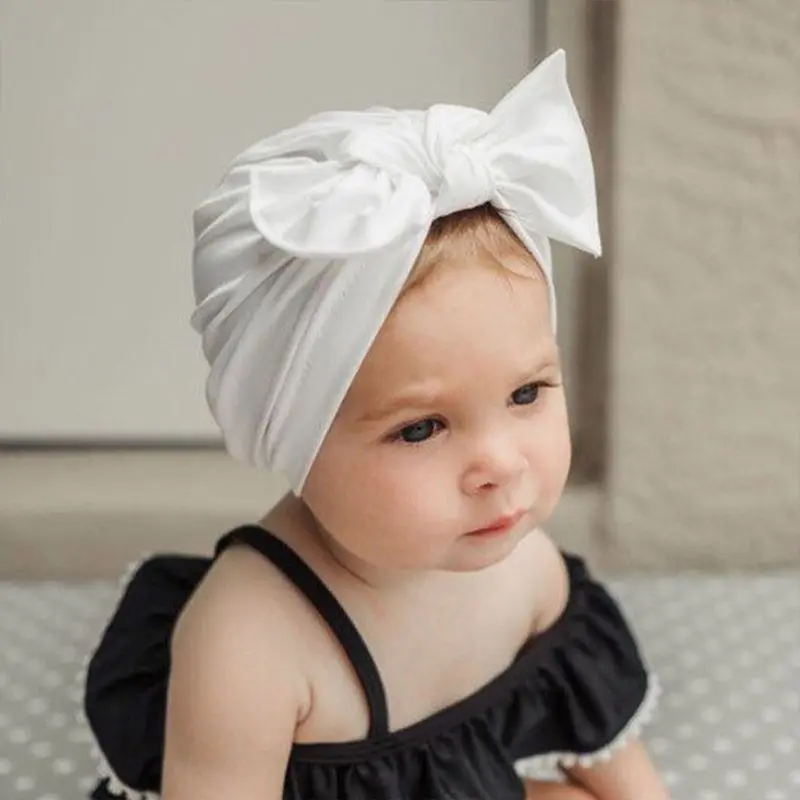 

2019 Toddler Baby Children Swimming Cap Bright Solid Color Pleated Twist Bowknot Sports Newborn Beanie Stretchy Bath Sun Hat