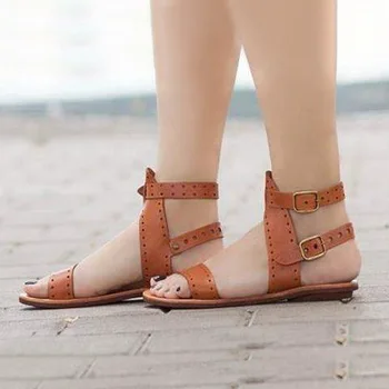

Women Soft Leather Gladiator Sandals Casual Summer Roman Clip Toe Shoes Female Flat Sandals Plus Size 42 Beach Shoes Women jm8