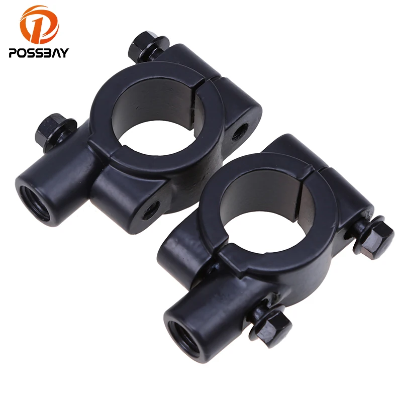 Possbay 7/8" Black Chrome Universal Handlebar Motorcycle Mirror Adapter