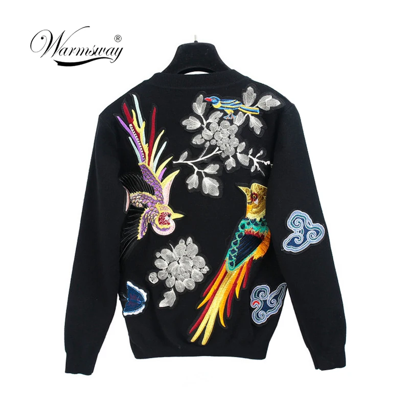 Best Price Luxury Brand Designer Sweater 2019 Autumn Winter Fashion Chinese Cloud Burrerfly Embroidery Pullovers Back Bird Tops C-045