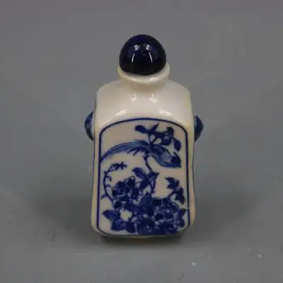 Антикварный фарфор пион цветы и птицы табак бутылка Цин Kangxi ежегодная система |